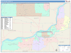 Rock Island County, IL Digital Map Color Cast Style